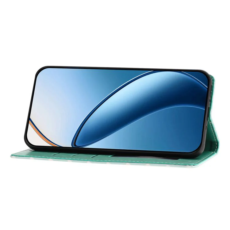 For OPPO Find X9 Pro Hearts Pattern Buckle Vegan Leather Phone Case with Strap(Mint Green Hearts) - Image 5