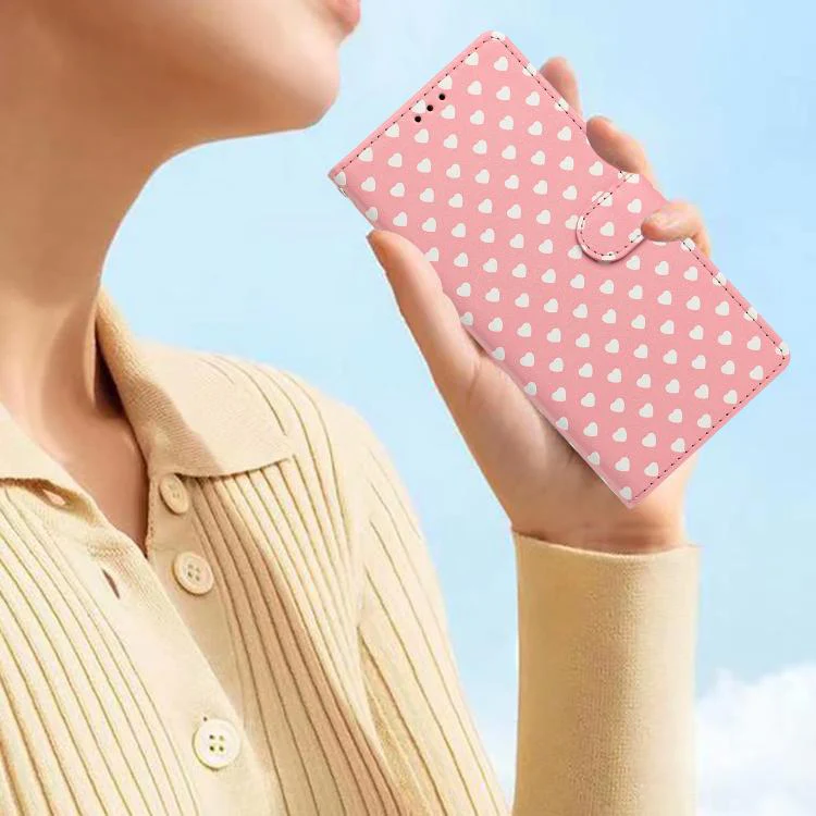 For OPPO Find X9 Pro Hearts Pattern Buckle Vegan Leather Phone Case with Strap(Pink Hearts) - Image 8