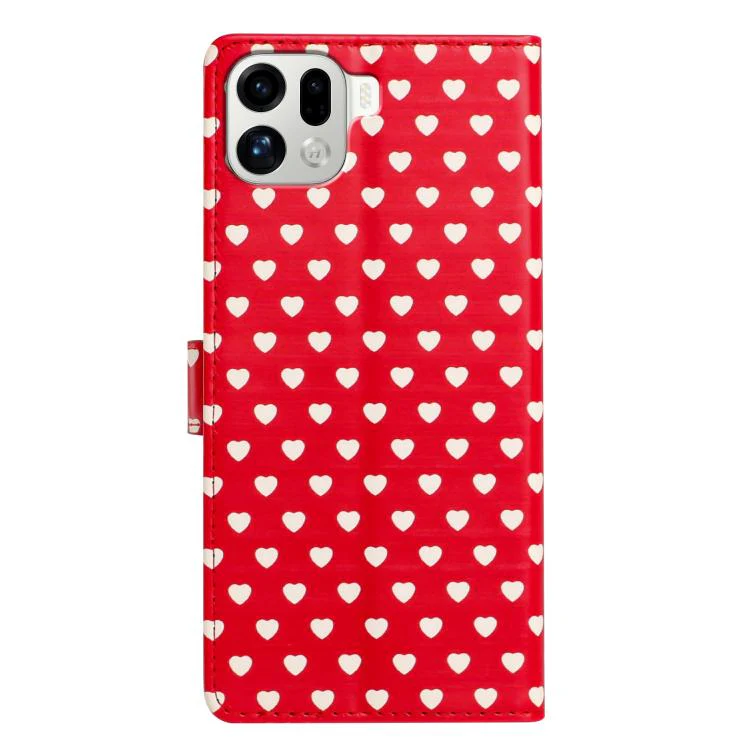 For OPPO Find X9 Pro Hearts Pattern Buckle Vegan Leather Phone Case with Strap(Red Hearts) - Image 3