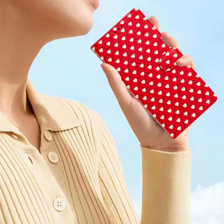 For OPPO Find X9 Pro Hearts Pattern Buckle Vegan Leather Phone Case with Strap(Red Hearts) - Image 8