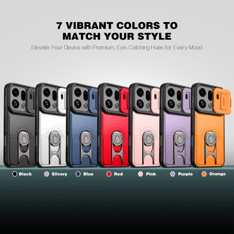 For OPPO Find X9 Pro Sliding Camera Cover 2 in 1 Rotating Holder Air Bag Shockproof Phone Case(Black) - Image 2