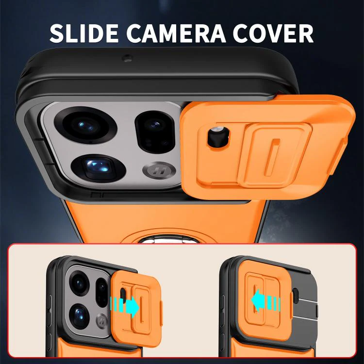 For OPPO Find X9 Pro Sliding Camera Cover 2 in 1 Rotating Holder Air Bag Shockproof Phone Case(Black) - Image 8