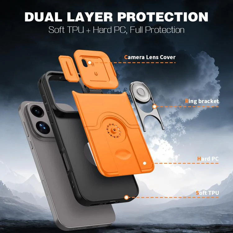 For OPPO Find X9 Pro Sliding Camera Cover 2 in 1 Rotating Holder Air Bag Shockproof Phone Case(Blue) - Image 7
