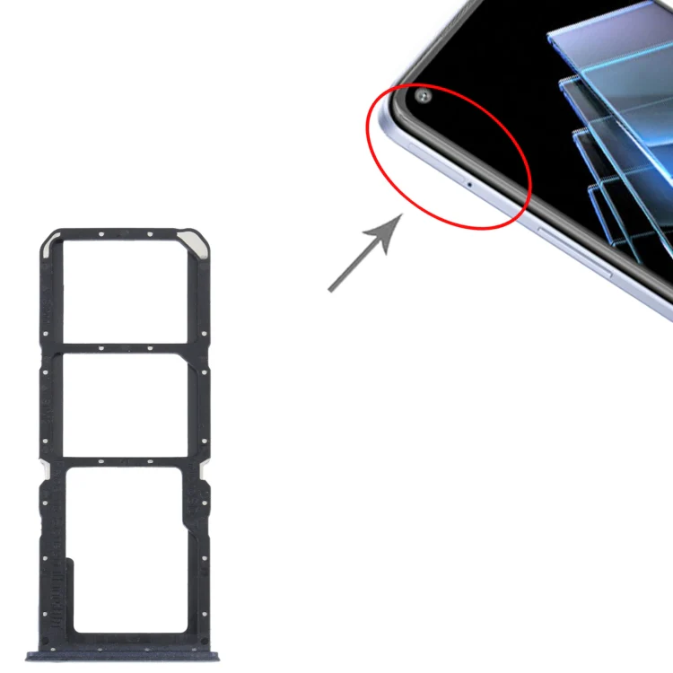 For OPPO K9x SIM Card Tray + SIM Card Tray + Micro SD Card Tray (Black) - Image 4