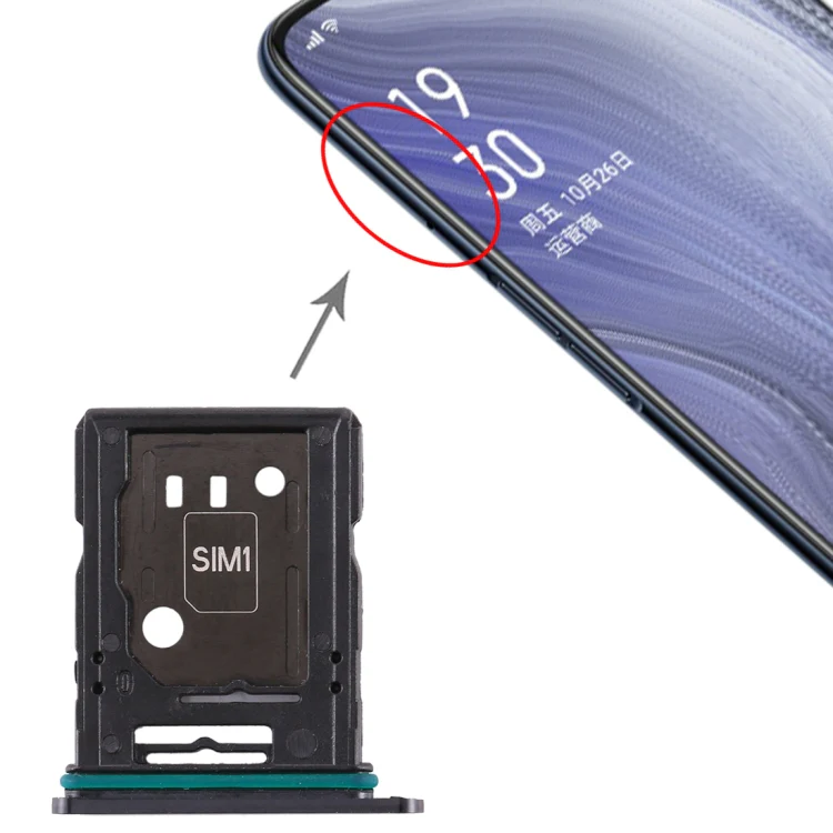 For OPPO Reno 10x zoom SIM Card Tray + SIM Card Tray / Micro SD Card Tray (Black) - Image 5
