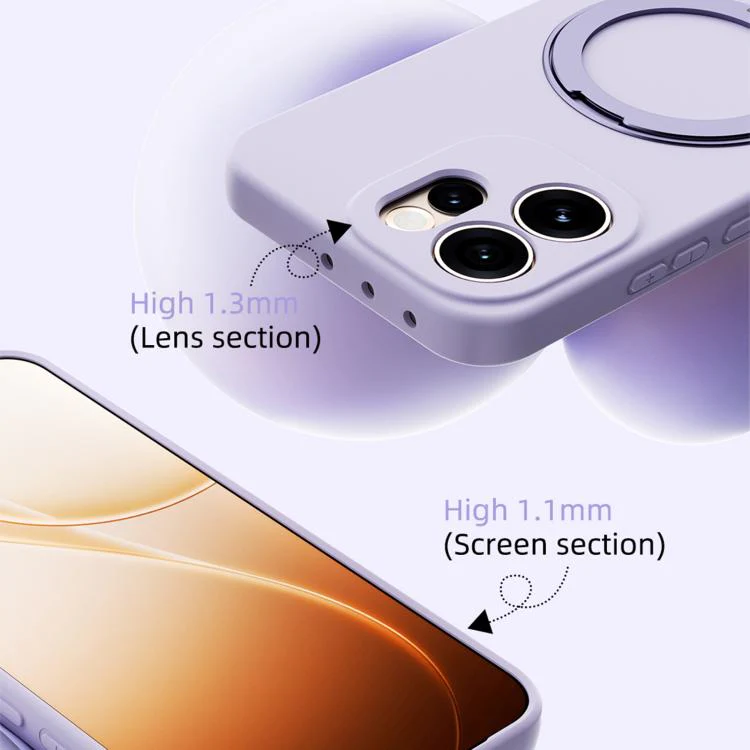 For OPPO Reno15 5G Global ABEEL Skin-friendly Feel Magnetic Liquid Silicone Phone Case with Holder(Sky Blue) - Image 3