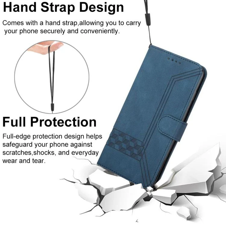 For OPPO Reno15 5G Global Cubic Skin Feel Flip Leather Phone Case(Blue) - Image 6