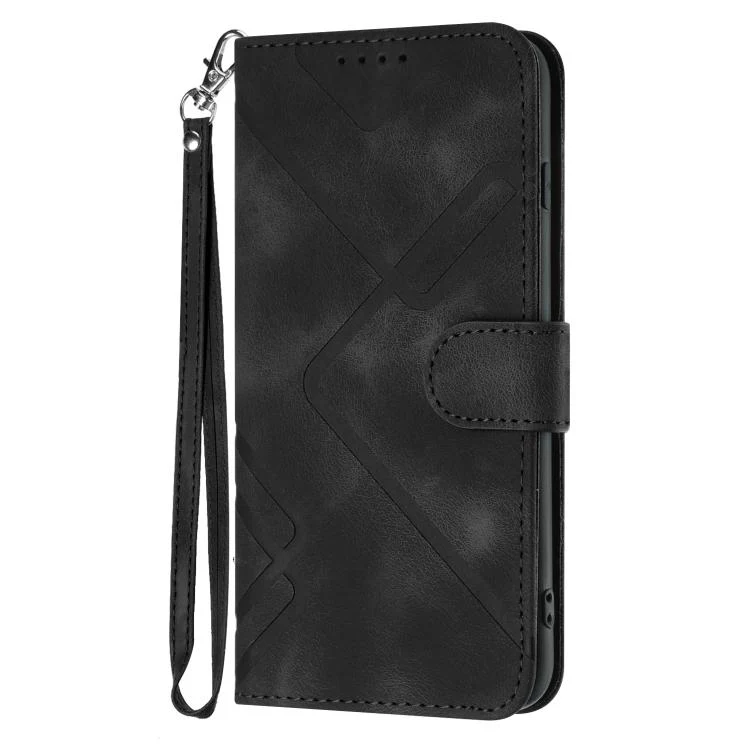 For OPPO Reno15 5G Global Line Pattern Skin Feel Leather Phone Case(Black) - Image 2