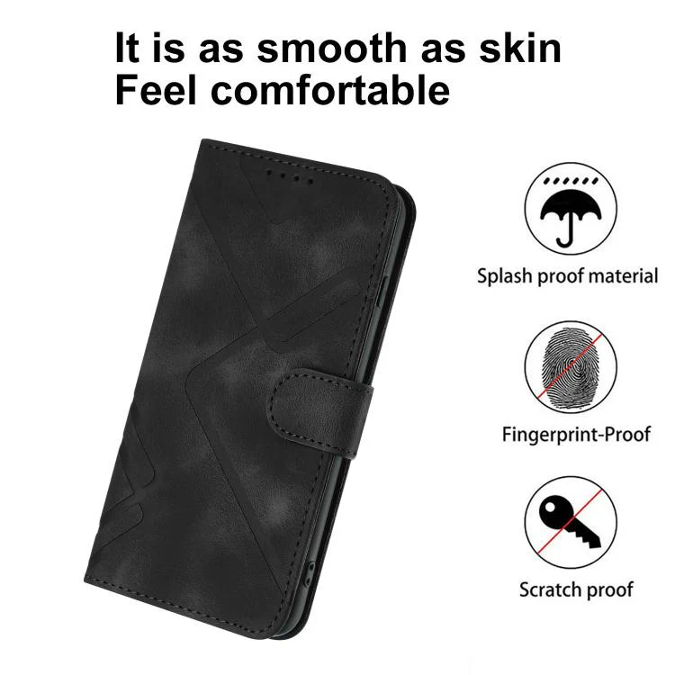 For OPPO Reno15 5G Global Line Pattern Skin Feel Leather Phone Case(Black) - Image 4