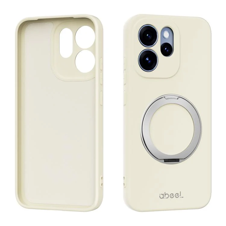 For OPPO Reno15 Pro 5G Global ABEEL Skin-friendly Feel Magnetic Liquid Silicone Phone Case with Holder(Yellow)
