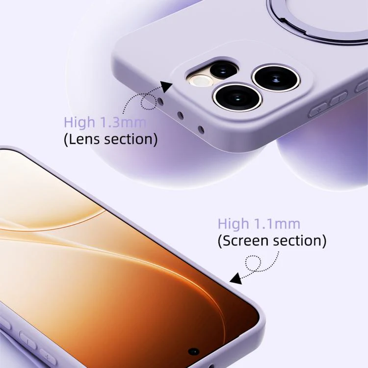 For OPPO Reno15 Pro 5G Global ABEEL Skin-friendly Feel Magnetic Liquid Silicone Phone Case with Holder(Yellow) - Image 3