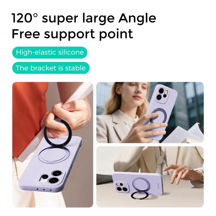 For OPPO Reno15 Pro 5G Global ABEEL Skin-friendly Feel Magnetic Liquid Silicone Phone Case with Holder(Yellow) - Image 7