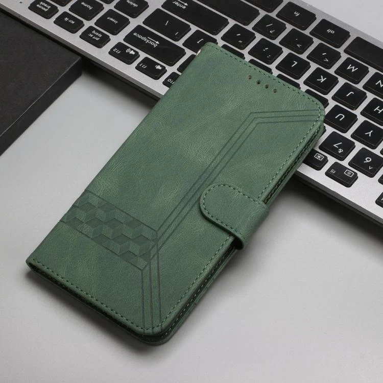 For OPPO Reno15 Pro 5G Global Cubic Skin Feel Flip Leather Phone Case(Green) - Image 7