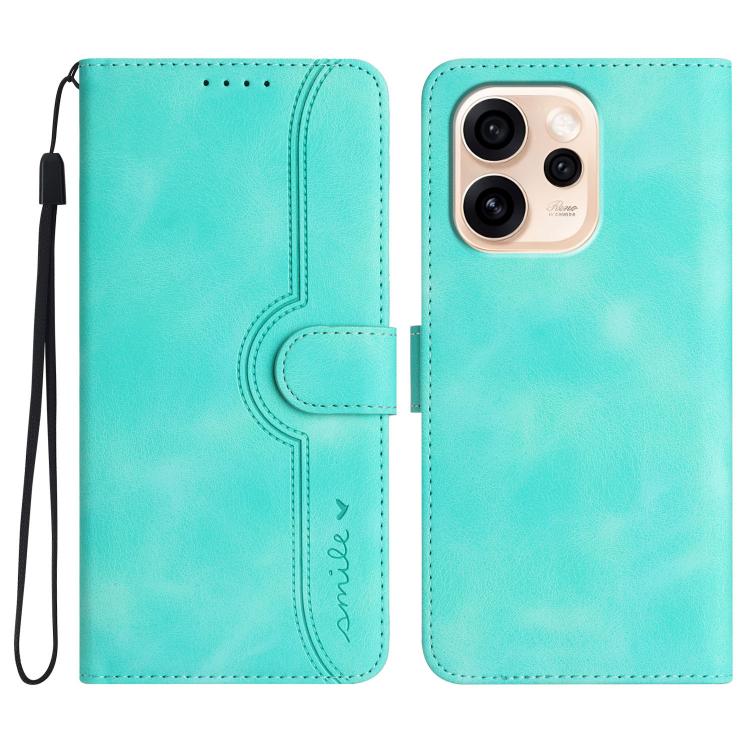 For OPPO Reno15 Pro 5G Global Heart Pattern Skin Feel Leather Phone Case(Light Blue)