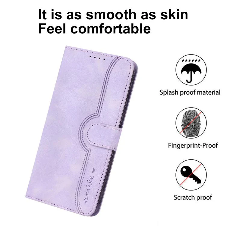 For OPPO Reno15 Pro 5G Global Heart Pattern Skin Feel Leather Phone Case(Purple) - Image 4