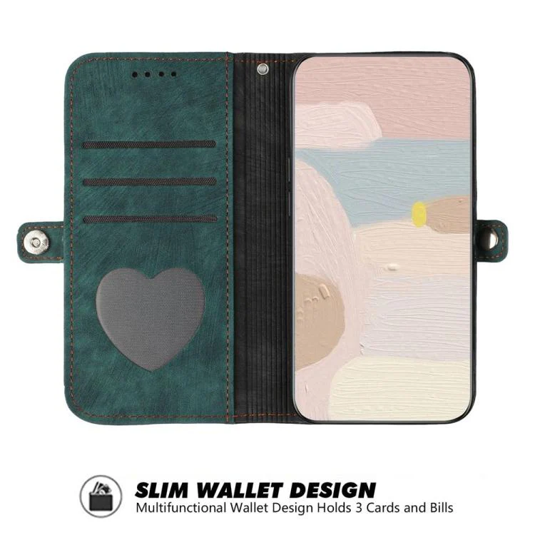 For OPPO Reno15 Pro 5G Global Side Buckle Double Fold Hand Strap Leather Phone Case(Dark Green) - Image 3