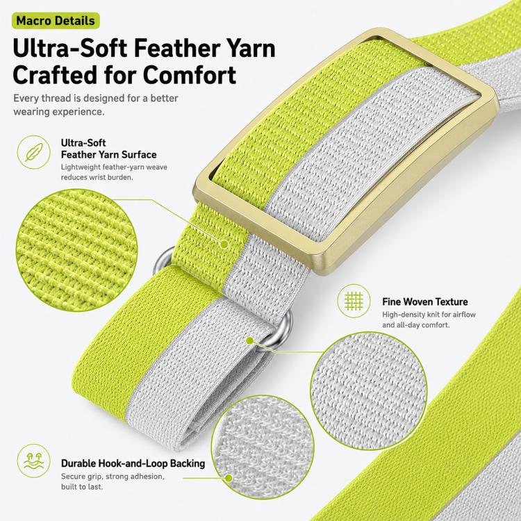 For Polar Loop xDfind Metal Round Buckle Feather Yarn Breathable Nylon Loop Watch Band, Size:L Wrist Circumference 170-235mm(Black) - Image 7