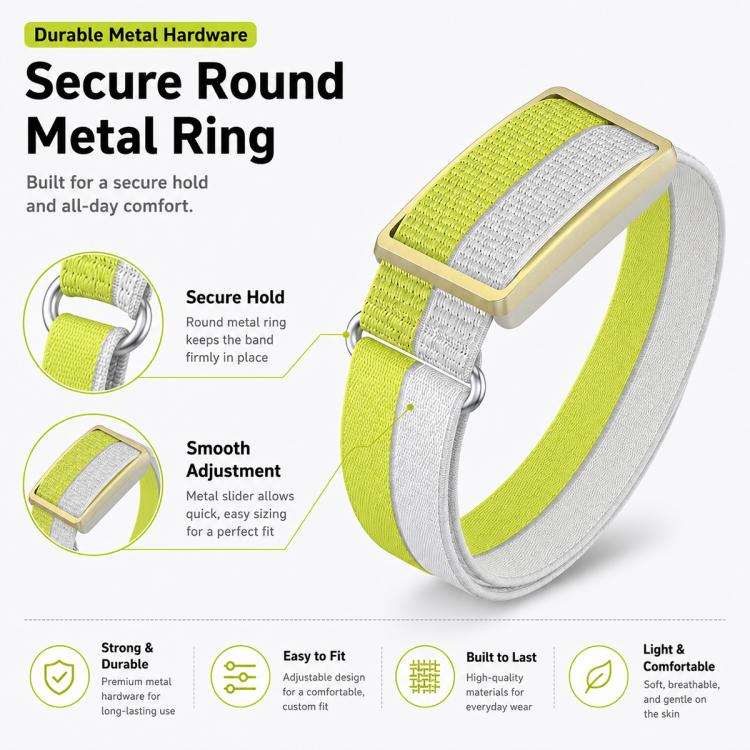 For Polar Loop xDfind Metal Round Buckle Feather Yarn Breathable Nylon Loop Watch Band, Size:L Wrist Circumference 170-235mm(Green) - Image 8