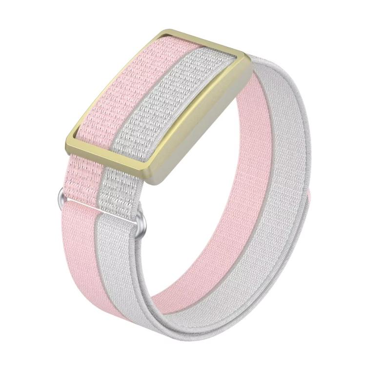 For Polar Loop xDfind Metal Round Buckle Feather Yarn Breathable Nylon Loop Watch Band, Size:L Wrist Circumference 170-235mm(Pink)