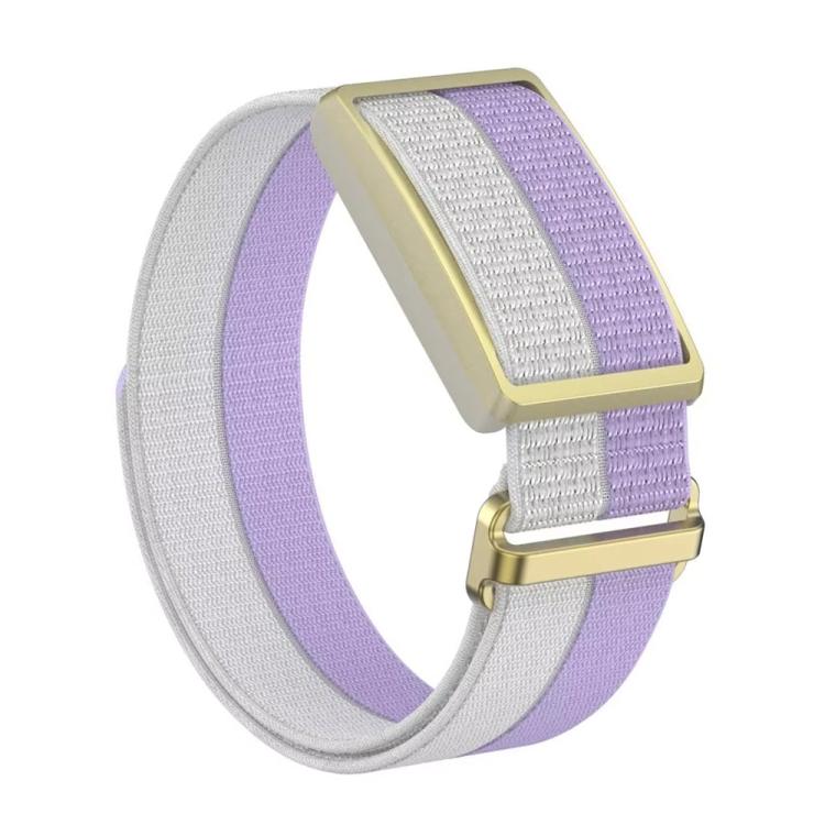 For Polar Loop xDfind Metal Square Buckle Feather Yarn Breathable Nylon Loop Watch Band, Size:S Wrist Circumference 135–170 mm(Purple)