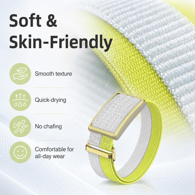 For Polar Loop xDfind Metal Square Buckle Feather Yarn Breathable Nylon Loop Watch Band, Size:S Wrist Circumference 135–170 mm(Yellow) - Image 8