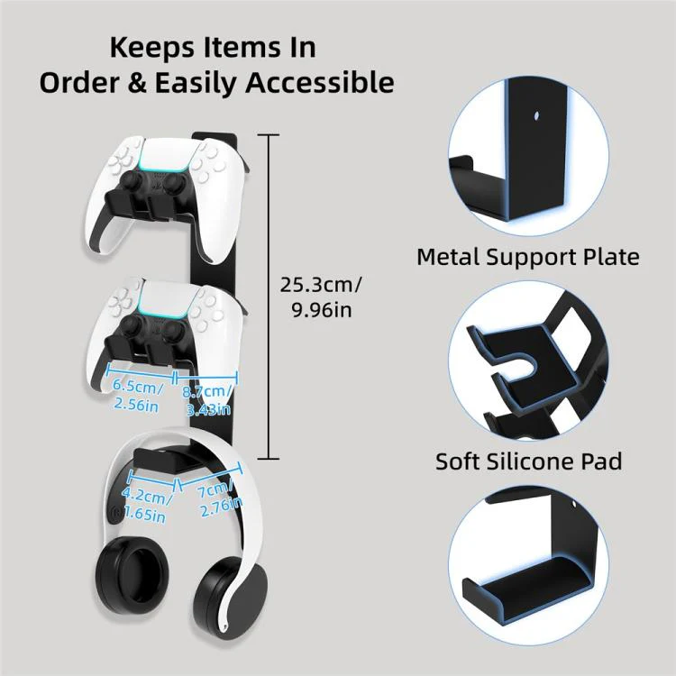 For PS4 / PS5 / XBOX Game Controller Headphone Wall Mount Stand(White) - Image 6