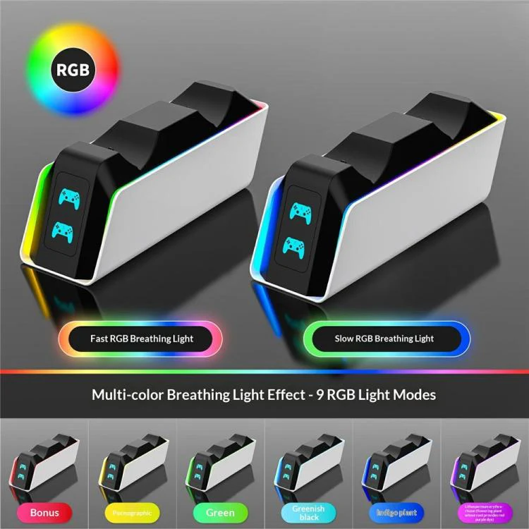 For PS5 / PS5 Slim / PS5 Pro / PS5 Edge 9-RGB Light Modes Fast Charge Station - Image 2