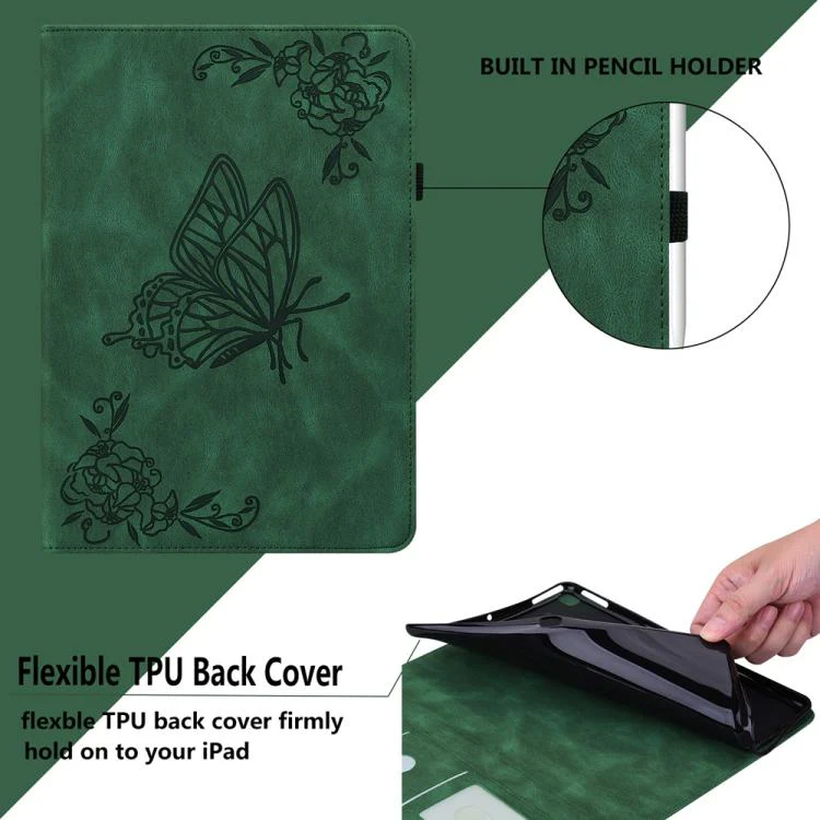 For Redmi K Pad 2 8.8 inch 2026 Butterfly Flower Embossed Leather Tablet Case(Green) - Image 7