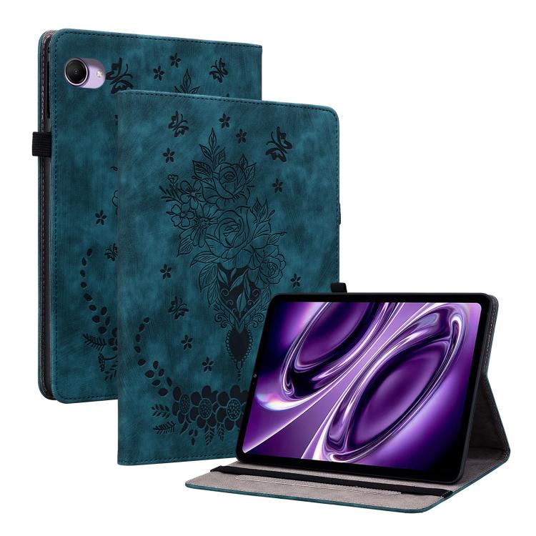 For Redmi K Pad 2 8.8 inch 2026 Butterfly Rose Embossed Leather Tablet Case(Dark Blue)