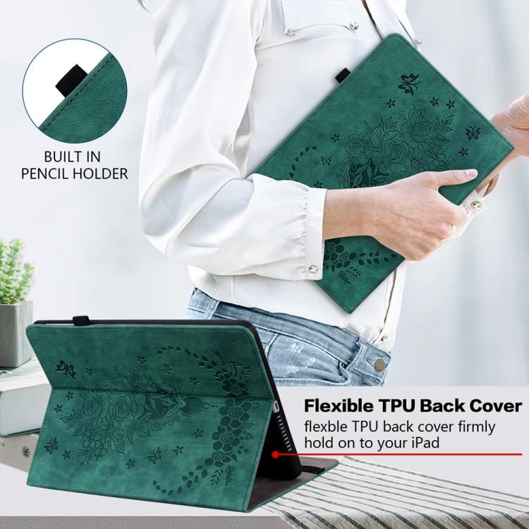 For Redmi K Pad 2 8.8 inch 2026 Butterfly Rose Embossed Leather Tablet Case(Green) - Image 5