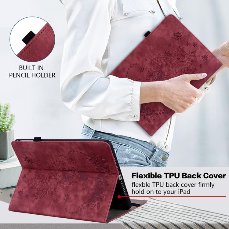 For Redmi K Pad 2 8.8 inch 2026 Butterfly Rose Embossed Leather Tablet Case(Red) - Image 5