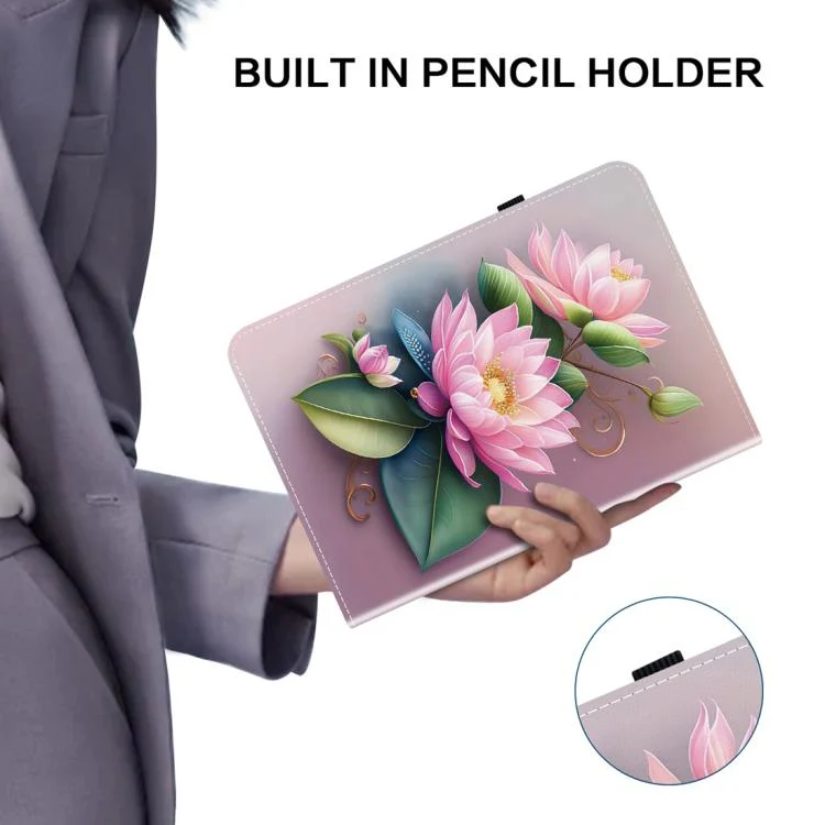 For Redmi K Pad 2 8.8 inch 2026 Crystal Texture Colored Drawing Leather Tablet Case(Lotus) - Image 5