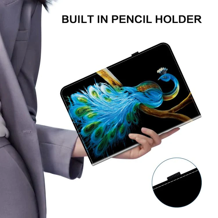 For Redmi K Pad 2 8.8 inch 2026 Crystal Texture Colored Drawing Leather Tablet Case(Peacock) - Image 5