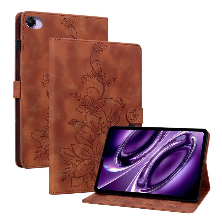For Redmi K Pad 2 8.8 inch 2026 Lily Embossed Leather Tablet Case(Brown)