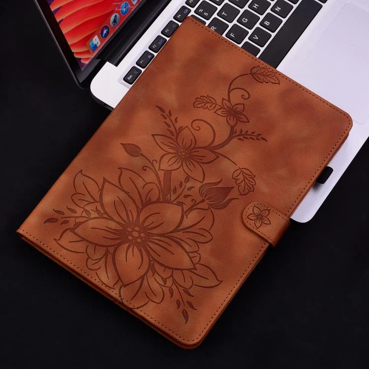 For Redmi K Pad 2 8.8 inch 2026 Lily Embossed Leather Tablet Case(Brown) - Image 2