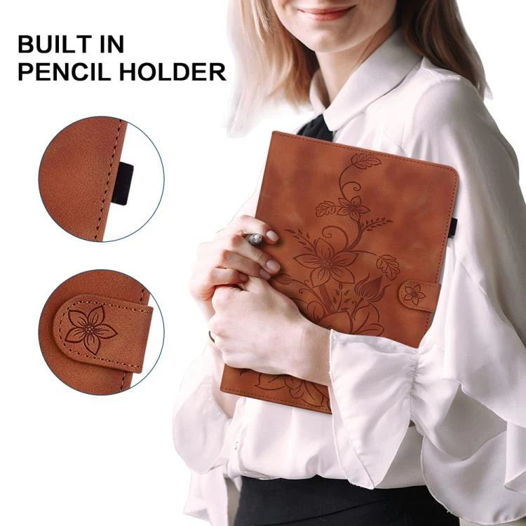 For Redmi K Pad 2 8.8 inch 2026 Lily Embossed Leather Tablet Case(Brown) - Image 7