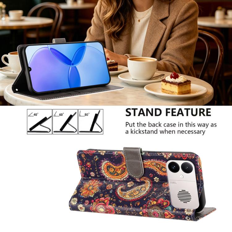 For Redmi K90 Max 5G CH002 Colored Drawing Buckle Clasp Vegan Leather Phone Case(Paisley Pattern) - Image 5