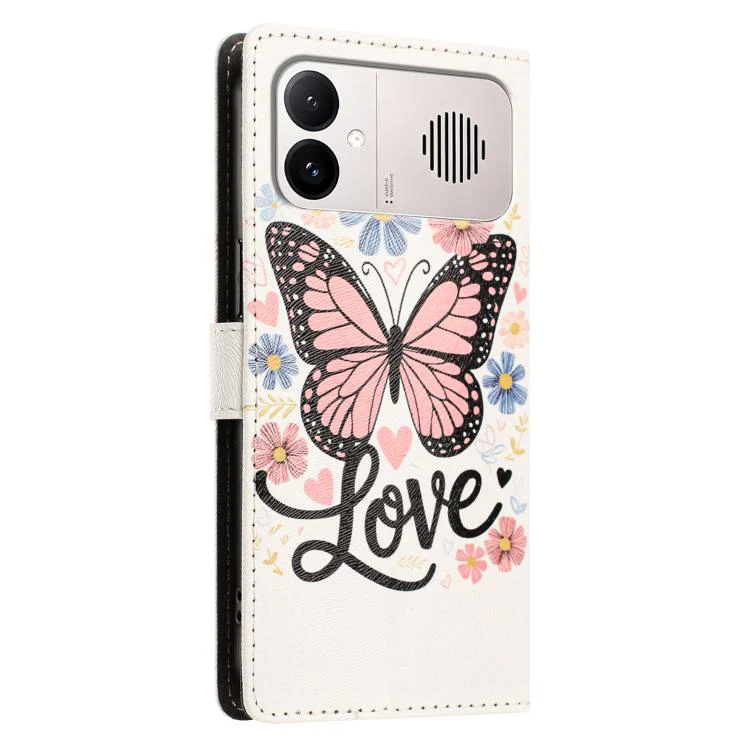 For Redmi K90 Max 5G CH002 Colored Drawing Buckle Clasp Vegan Leather Phone Case(Pink Butterflies) - Image 3