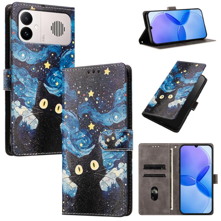 For Redmi K90 Max 5G CH002 Colored Drawing Buckle Clasp Vegan Leather Phone Case(Star Cat)
