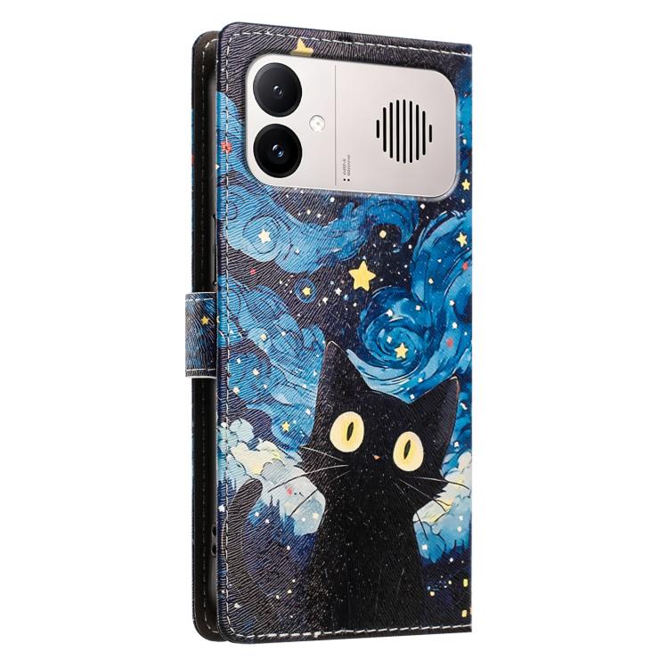 For Redmi K90 Max 5G CH002 Colored Drawing Buckle Clasp Vegan Leather Phone Case(Star Cat) - Image 3