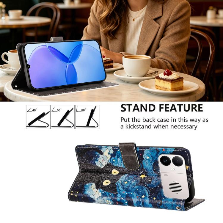 For Redmi K90 Max 5G CH002 Colored Drawing Buckle Clasp Vegan Leather Phone Case(Star Cat) - Image 5