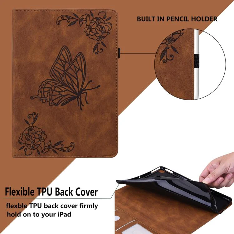 For Redmi Pad 2 / Redmi Pad SE 11 2025 Butterfly Flower Embossed Leather Tablet Case(Brown) - Image 7