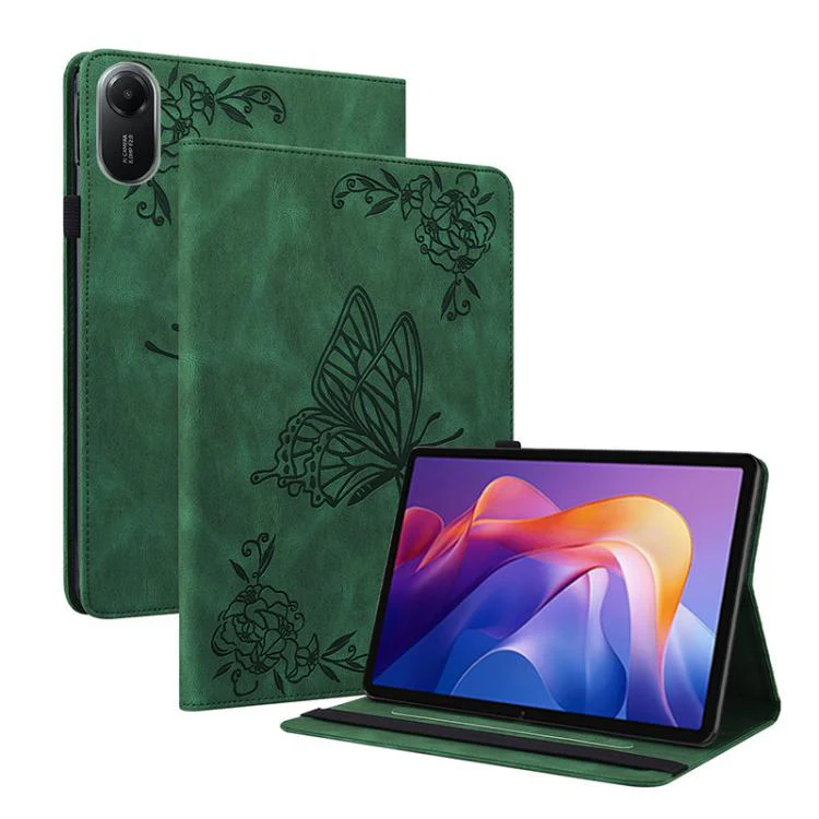 For Redmi Pad 2 / Redmi Pad SE 11 2025 Butterfly Flower Embossed Leather Tablet Case(Green)