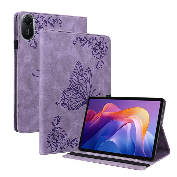 For Redmi Pad 2 / Redmi Pad SE 11 2025 Butterfly Flower Embossed Leather Tablet Case(Purple)
