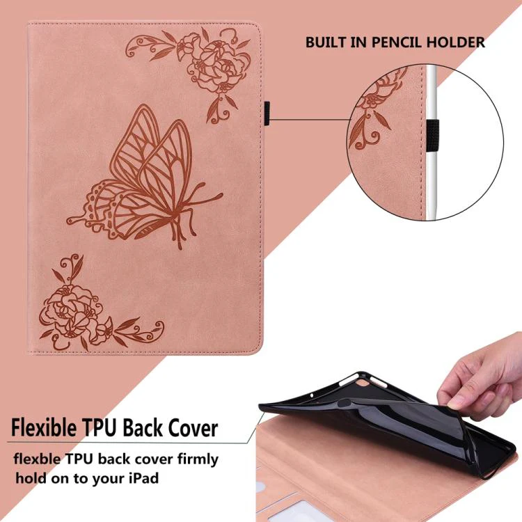 For Redmi Pad 2 / Redmi Pad SE 11 2025 Butterfly Flower Embossed Leather Tablet Case(Rose Gold) - Image 7