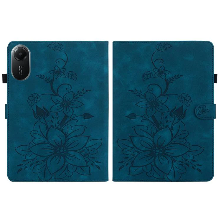For Redmi Pad 2 / Redmi Pad SE 11 2025 Lily Embossed Leather Tablet Case(Dark Blue) - Image 3