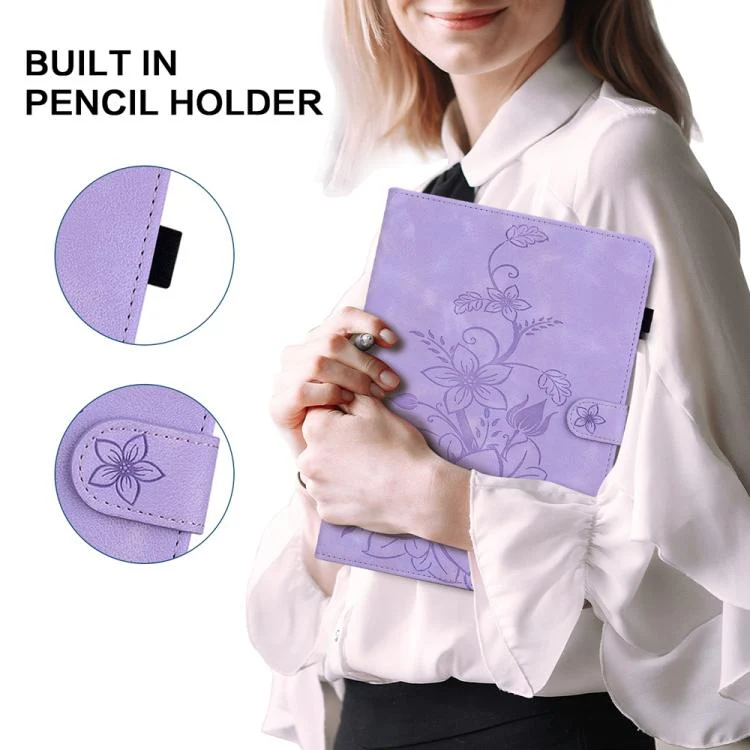 For Redmi Pad 2 / Redmi Pad SE 11 2025 Lily Embossed Leather Tablet Case(Purple) - Image 7