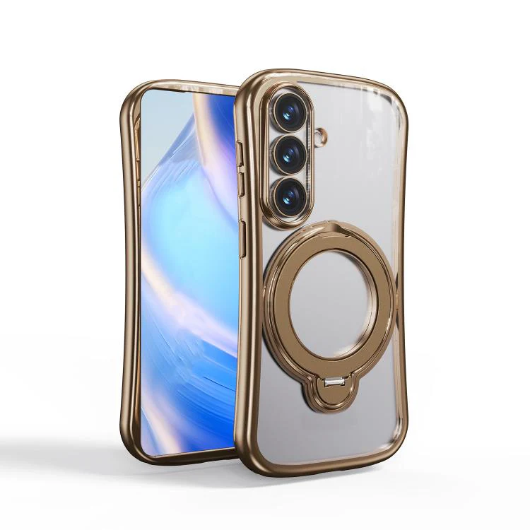 For Samsung Galaxy S26 5G 360 Degree Rotation Holder Magnetic Electroplated Phone Case(Gold)