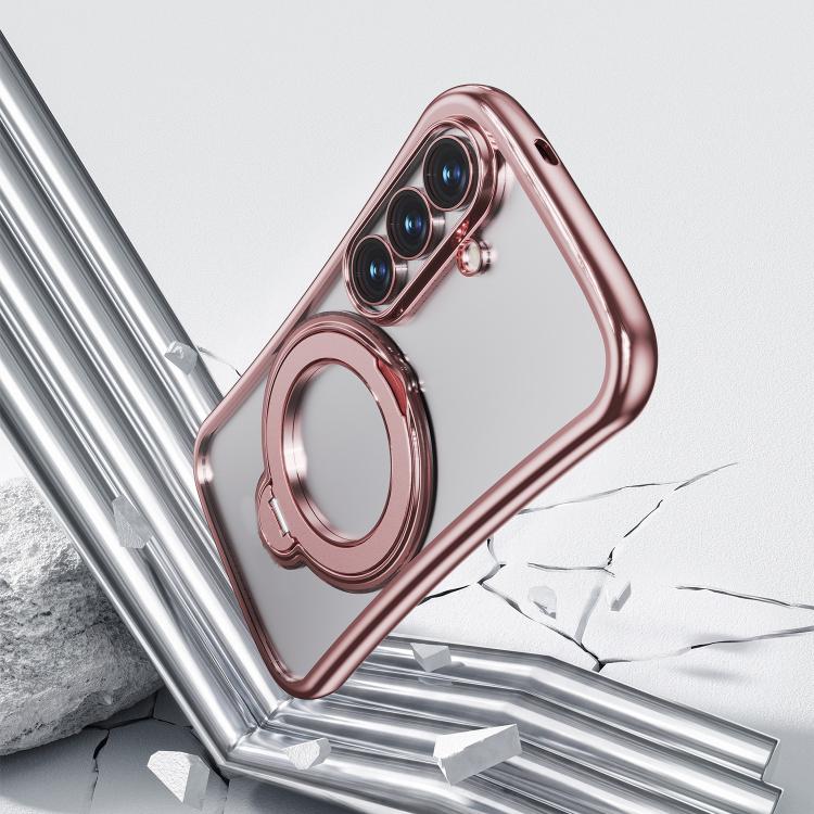 For Samsung Galaxy S26+ 5G 360 Degree Rotation Holder Magnetic Electroplated Phone Case(Pink) - Image 3