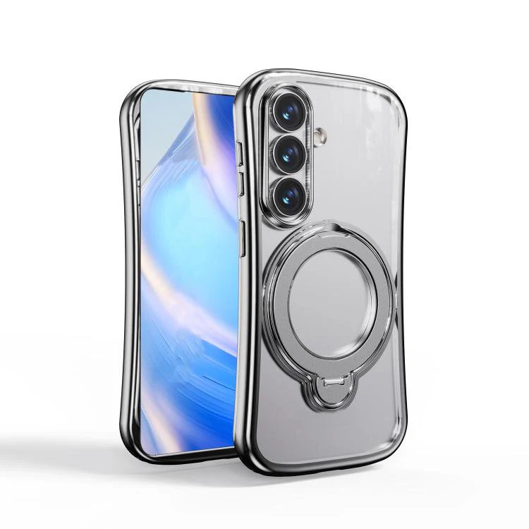 For Samsung Galaxy S26 5G 360 Degree Rotation Holder Magnetic Electroplated Phone Case(Silver)